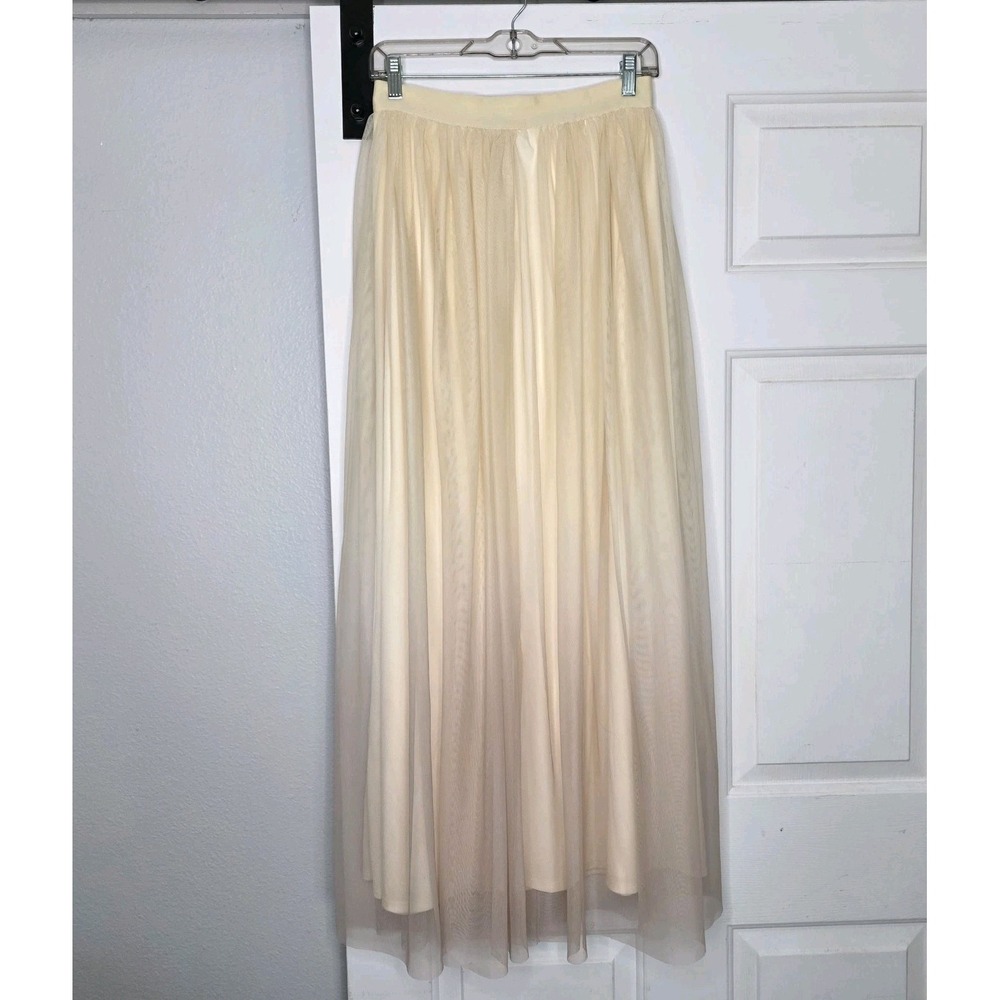 LC Lauren Conrad Runway Tulle Maxi Skirt Gara Ombre size 6 Cream Blush Pink